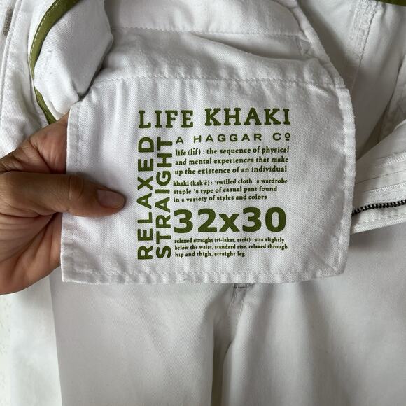 Haggar Life Khaki Relaxed Straight White Pants Size 32x30, Casual, Classic - Picture 7 of 8